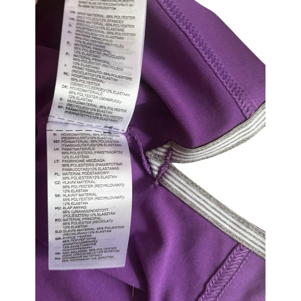 adidas Men's Size L Purple Polo Golf Athletic Performance Short‎ Sleeve Button